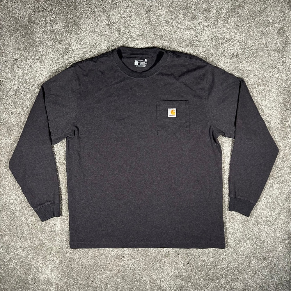 Carhartt K126 Loose Fit Long Sleeve Pocket T-Shirt Charcoal Heather Grey Large